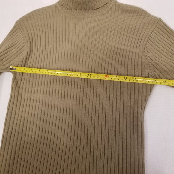 Vintage Tan Thick Knit Turtle Neck Sweater Large Muskoka Lake Heavy knit Unisex - Picture 9 of 9